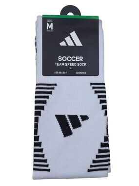 Adidas Team Speed Soccer Socks Medium White & Black Aeroready Recycled Content